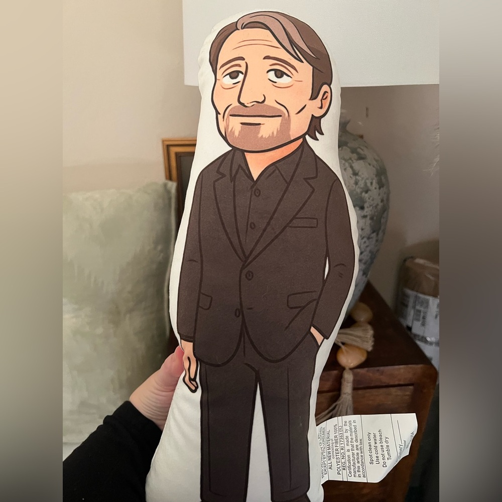 Mads Mikkelsen Cartoon Pillow